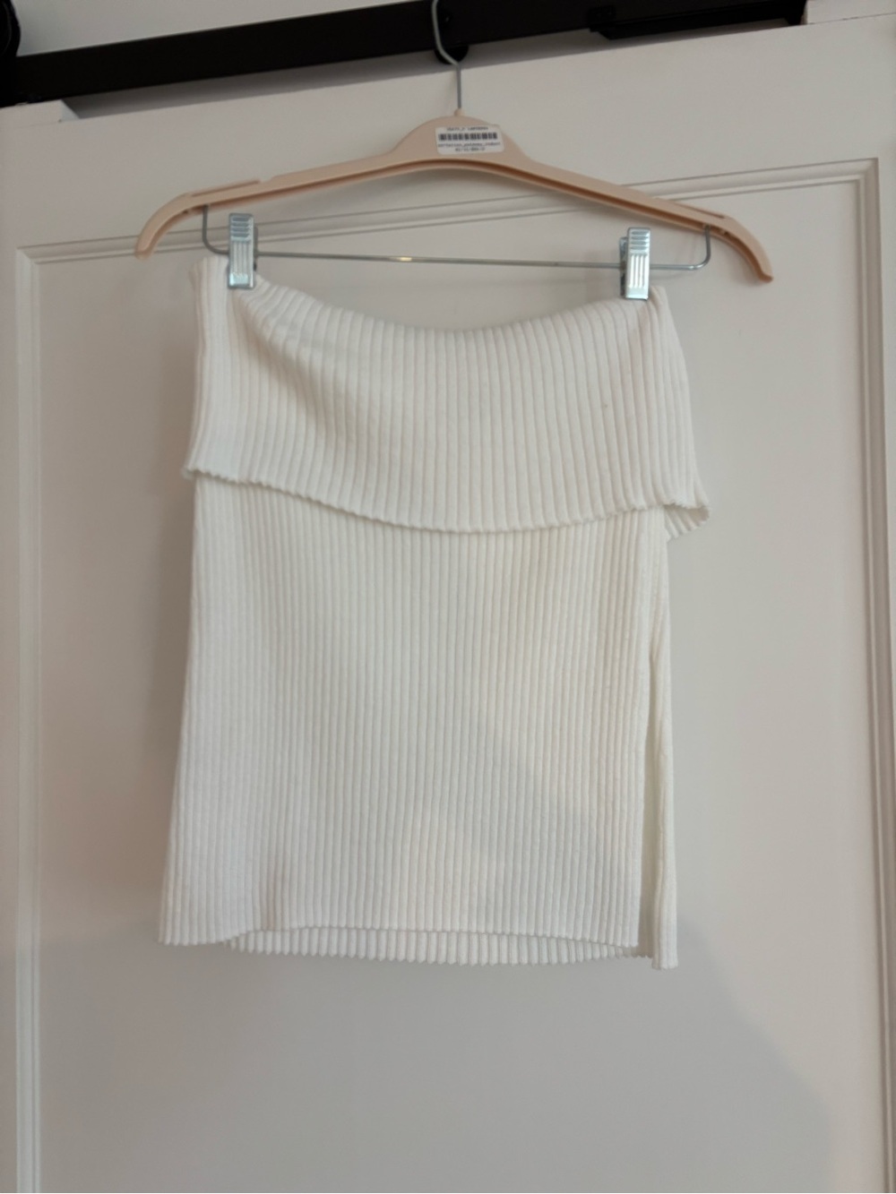 Massimo Dutti White Ribbed strapless top